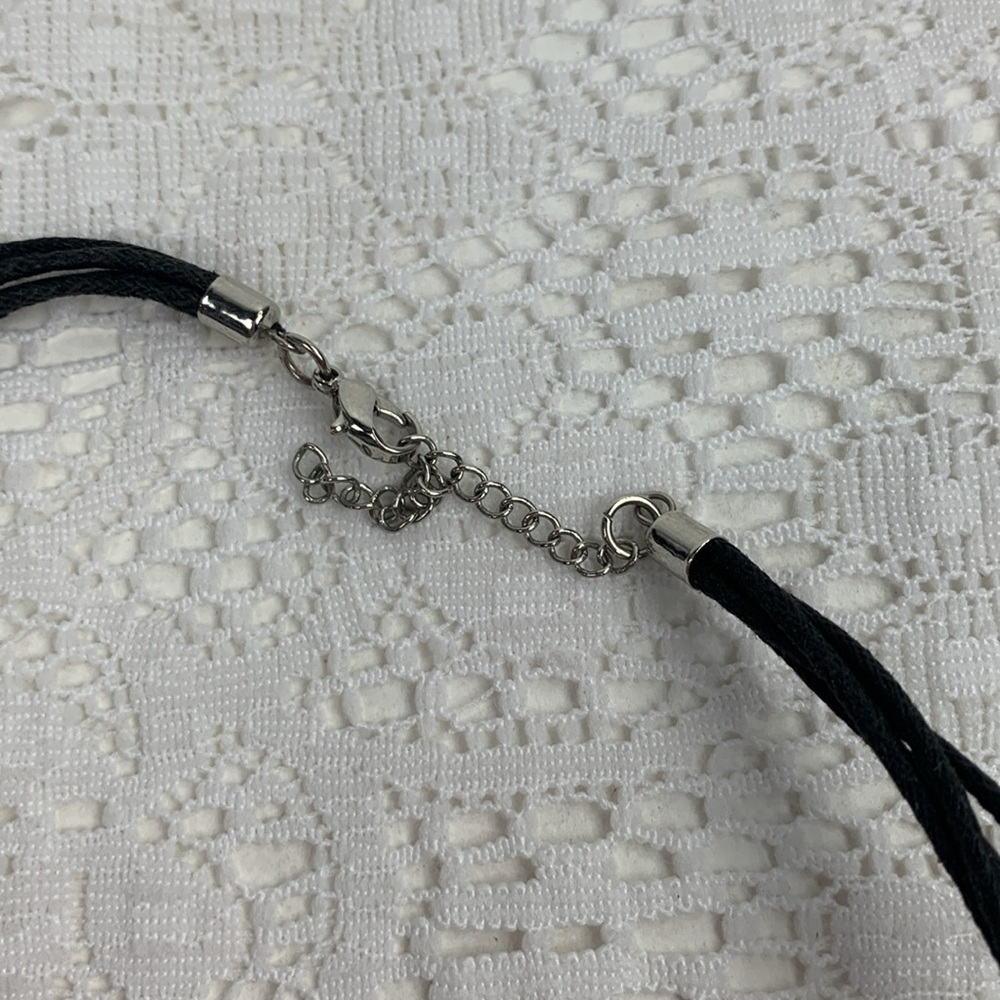 Silver Pendant Statement Necklace Adjustable Blac… - image 3